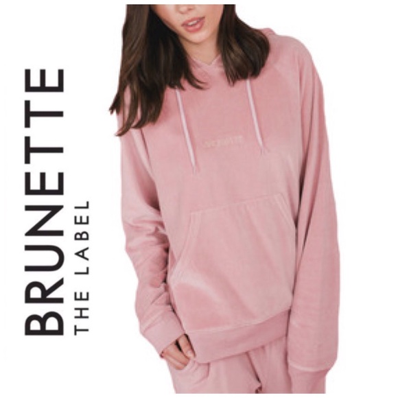 Brunette The Label Tops - BRUNETTE THE LABEL | Velour Pullover Hoodie Sz S/M